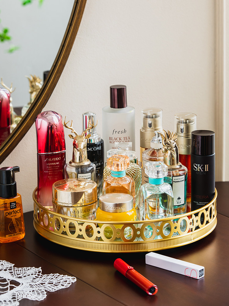High Luxury Skincare - Bandeja de Almacenamiento Giratoria de Latón